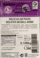 Mängden socker i Delicias de pavo