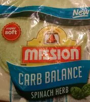 Mängden socker i Carb Balance Spinach Herb Tortilla Wraps
