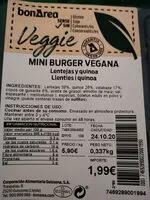 Mängden socker i Mini Burger Vegana