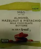 Mängden socker i ALMOND HAZELNUT & PISTACHIO MILK CHOCOLATE BUTTONS