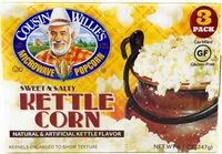 Mängden socker i Cousin willies sweet salty kettle corn microwave popcorn
