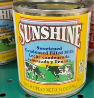 Mängden socker i sweetened condemsed filled milk