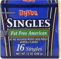 Mängden socker i Fat-Free American Pasteurized Process Cheese Product Singles
