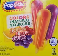Mängden socker i Popsicle Orange, Cherry and Grape Ice Pops