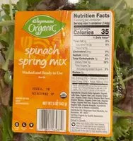 Mängden socker i Organic spinach spring mix