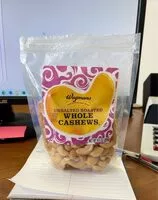 Mängden socker i Unsalted Roasted Whooe Cashews
