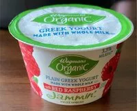 Mängden socker i Organic greek yogurt with whole milk with red raspberry