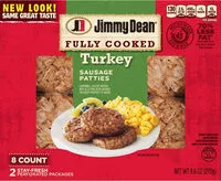 Mängden socker i Fully cooked turkey sausage patties