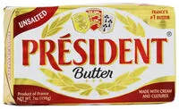 Mängden socker i President, butter, unsalted