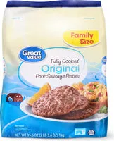 Mängden socker i Fully cooked original pork sausage patties family size