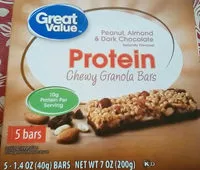 Mängden socker i Peanut, Almond & Dark Chocolate Protein Chewy Granola bars