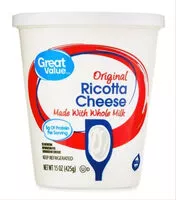 Mängden socker i Great value, original ricotta cheese