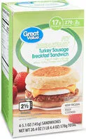 Mängden socker i Turkey Sausage Breakfast Sandwich