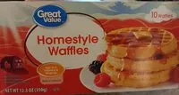 Mängden socker i Great value, homestyle waffles