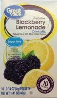 Mängden socker i Sugar free low calorie blackberry lemonade drink mix packets