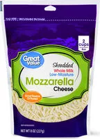 Mängden socker i Shredded Mozzarella Cheese