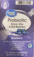 Mängden socker i Blueberry flavored probiotic drink mix