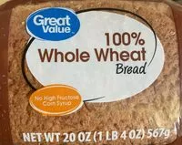 Mängden socker i Great value, 100% whole wheat round top bread