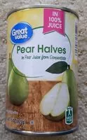 Mängden socker i Pear Halves In 100% Juice