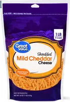 Mängden socker i Shredded Milk Cheddar Cheese