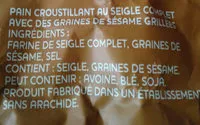 Mängden socker i Ryvita, Pain Croustillant Seigle Au Sésame 250g