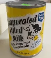 Mängden socker i Evapotated filled milk