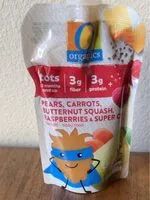 Mängden socker i Pears, Carrots, Butternut Squash, Raspberries, and Super Chia
