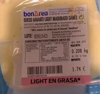 Mängden socker i Queso havarti light madurado danés