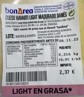 Mängden socker i queso havarti light madurado danes