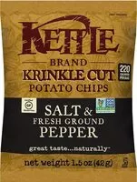 Mängden socker i Kettle brand krinkel cut potato chips salt fresh ground pepper