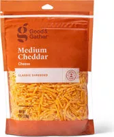 Mängden socker i Good & gather medium cheddar cheese classic shredded