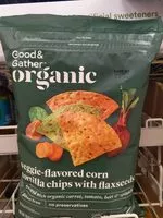 Mängden socker i Veggie-flavored corn tortilla chips with flaxseeds