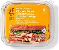 Mängden socker i Ultra thin deli slices chicken breast with rotisserie