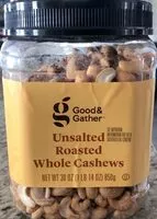 Mängden socker i Unsalted Roasted Whole Cashews