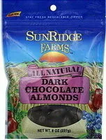Mängden socker i All Natural Dark Chocolate Almonds