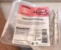 Mängden socker i Snack de fuet extra