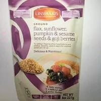 Mängden socker i Ground flax, sunflower, pumpkin & sesame seeds & goji berries