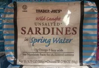 Mängden socker i Wild caught undakted sardines in spring water
