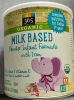 Mängden socker i Organic infant formula milk-based powder with iron
