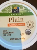 Mängden socker i Plain Whole Milk Organic Yogurt