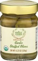 Mängden socker i Organic garlic stuffed olives
