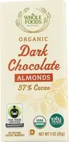 Mängden socker i Organic dark chocolate bar with almonds