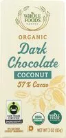 Mängden socker i Bar dark chocolate coconut whole trade guarentee organic