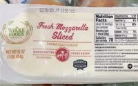 Mängden socker i Fresh mozzarella sliced