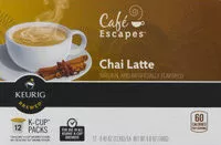 Mängden socker i Cafe escapes chai latte kcup portion for keurig brewers