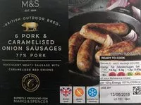 Mängden socker i Pork & Caramelised Red Onion Sausages
