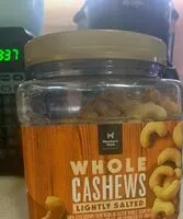 Mängden socker i Whole cashews lightly salted