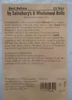 Mängden socker i Sainsburys 6 wholemeal rolls