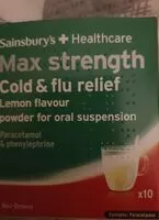 Mängden socker i sainsbury's max strength cold and flu relief