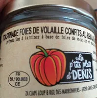 Mängden socker i TOASTINADE FOIES DE VOLAILLE CONFITS AU BEAUJOLAIS BLANC